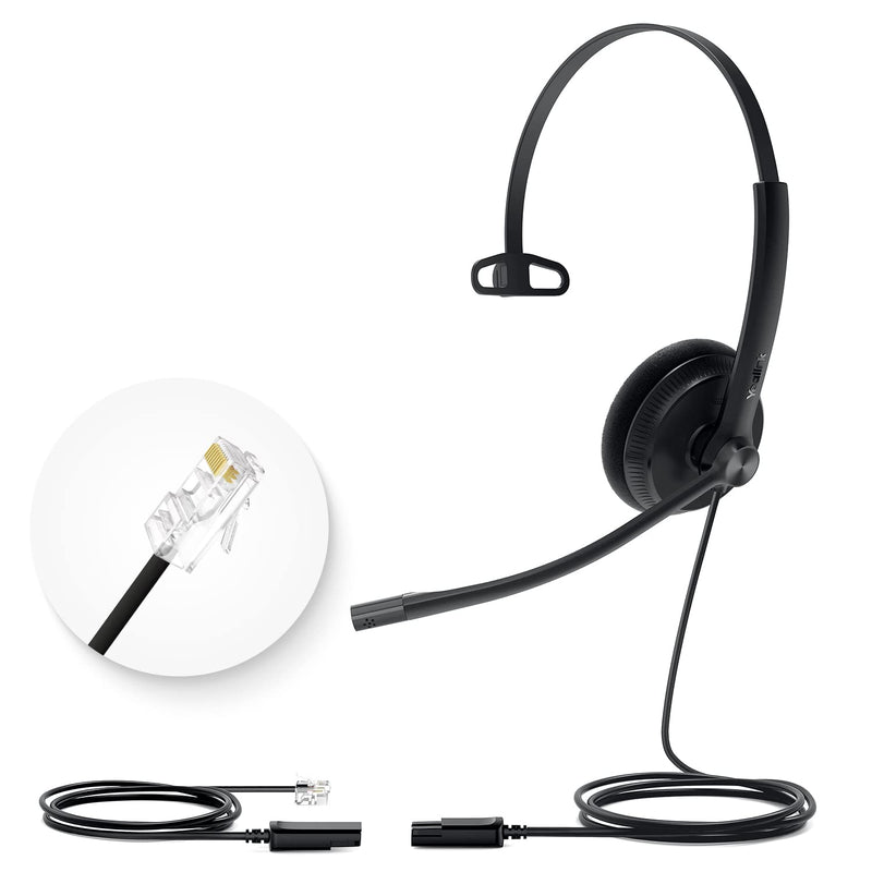 [AUSTRALIA] - Yealink Phone Headsets for Office Phones YHS34 Lite QD to RJ9 Wired Headset Compatible with Poly Snom Grandstream Phones Desk Landline Headset with Microphone -Mono/68g/2.1m Cable Foamy Ear Cushions - Mono Compatible with Yealink|Poly|SNOM|Grandstream 