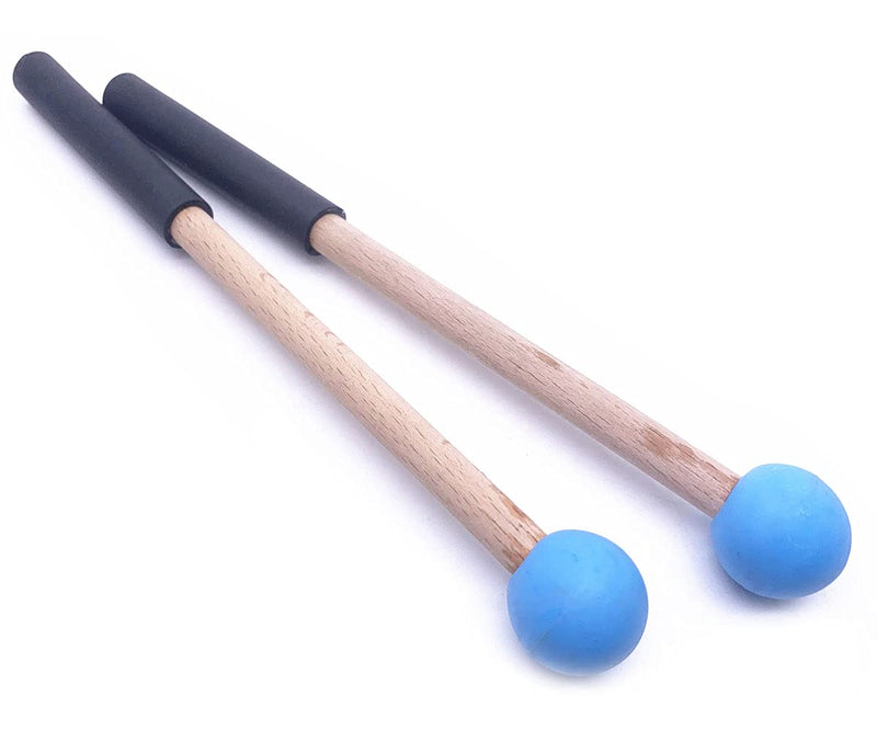 8 Inch Rubber Head Percussion Mallets Sticks for Tongue Drum, Xylophone,Glockenspiel, Woodblock, Bell Pack of 2 Blue