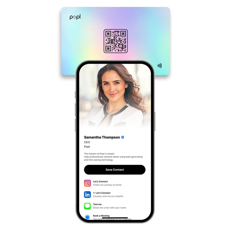 Popl Digital Business Card - Smart NFC Networking Card - Tap to Share - iPhone & Android (Prism) Prism