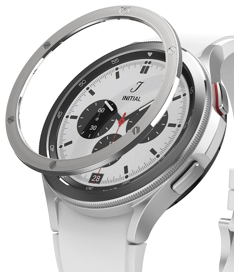 Ringke for Samsung Galaxy Watch 4 Classic Case 42mm [Bezel Styling 42-42] | Silver, Premium Stylish Stainless Steel Frame, Luxurious Formal Design, Open Screen Lightweight Cover Silver (42-42)