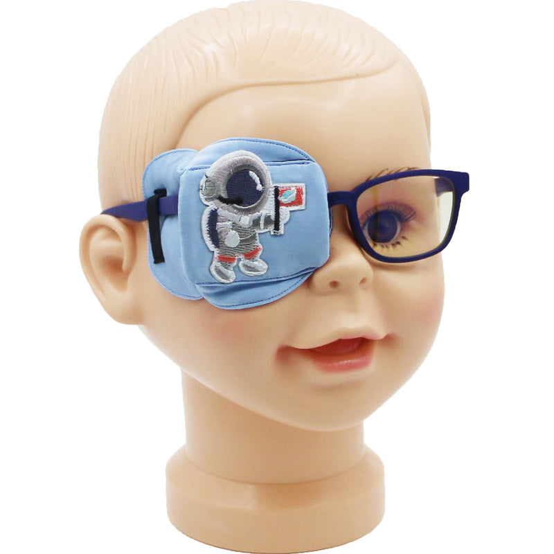 3D Silk Eye Patch for Kids | Boys Eye Patch for Glasses | Medical Eye Patch for Children with Lazy Eye (Blue - Astronaut, Right Eye) Blue Astronaut (Right Eye Coverage)