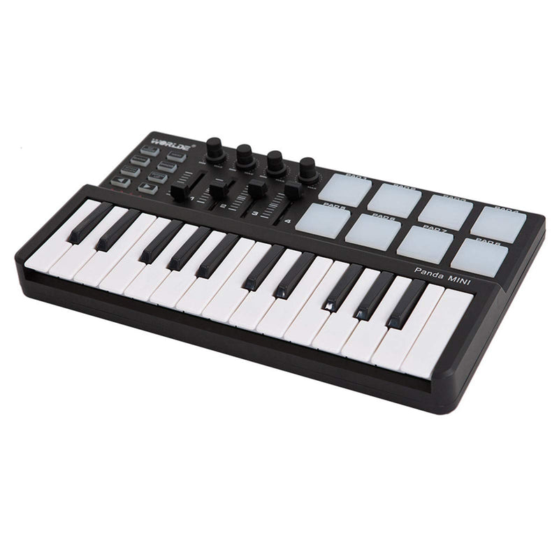 25-Key MIDI Keyboard Panda mini Portable Mini Drum Pad MIDI Controller, USB