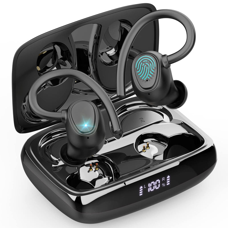 Wireless Earbud, Bluetooth 5.1 Headphones Sport Wireless Bluetooth Earphones in Ear Noise Cancelling Earbud with Mic Deep Bass, Earhooks Ear Buds IP7 Waterproof 48H Headset for Running Gym[2021 New] | IP7 Waterproof Wireless Earphones Ear Hooks, ENC No...