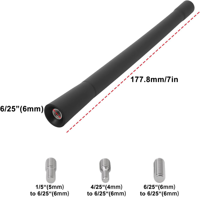 7'' Harley Short Antenna Mast Antenna Flexible Rubber AM/FM for 1989-2017 Har-Ley Electra Road Tour Ultra Classic Pack of 2 Antenna 4-Black