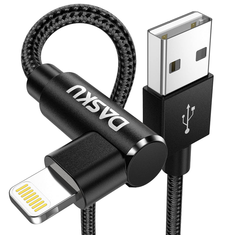 [AUSTRALIA] - 90 Degree iPhone Charging Cable 2Pack 10ft Right Angle Nylon Braided Lightning Charger Cord Compatible with iPhone 14 13 12 11 Pro Max XS XR X 8 7 6 5 Plus iPad（Black） USB-A Black 