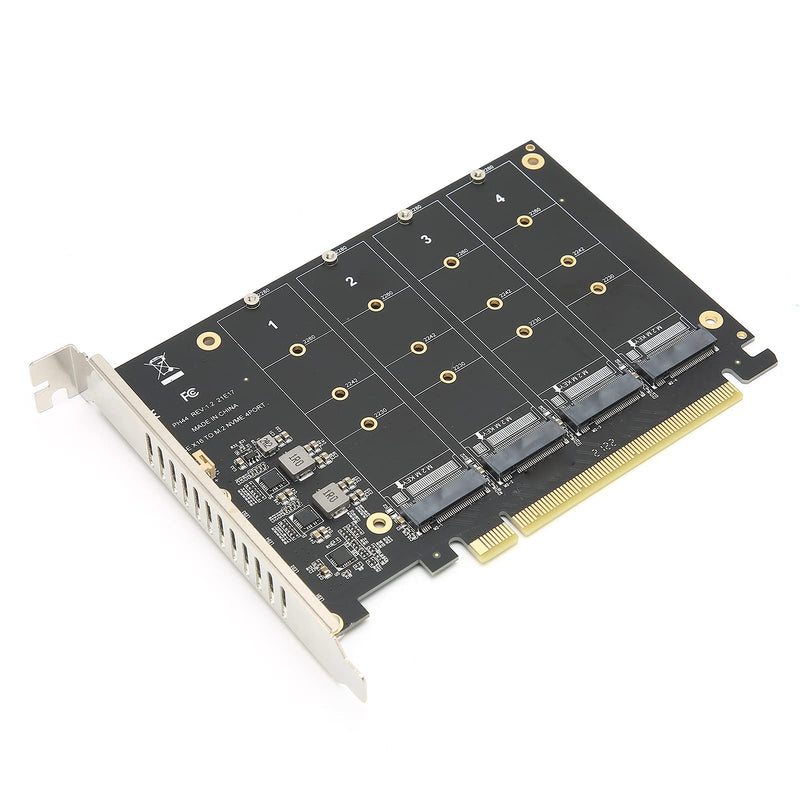 M.2 NVME SSD to PCIe 4.0 Adapter Card, 4 Port M.2 NVMe to PCIE x16 Expansion Card for M Key NVMe SSD, 4 x 32Gbps Full‑Speed(ph44) ph44
