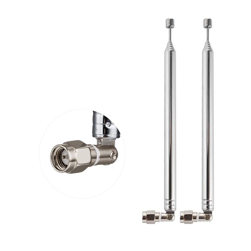 2PCS 8 Sections Telescopic Antenna SMA Male Connector Radio Replacement Antenna 73.5cm/28.9IN for TV AM FM Radio Stereo Receiver 2 pcs