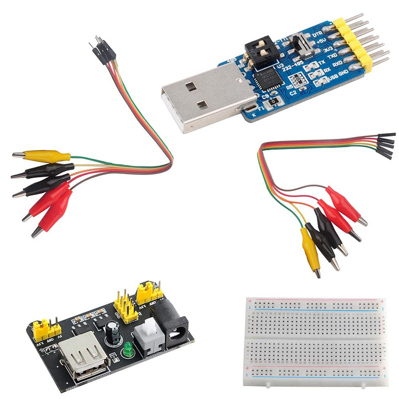 DIYmalls CP2102 USB to TTL + Breadboard Power Supply Module Alligator Clip Wire