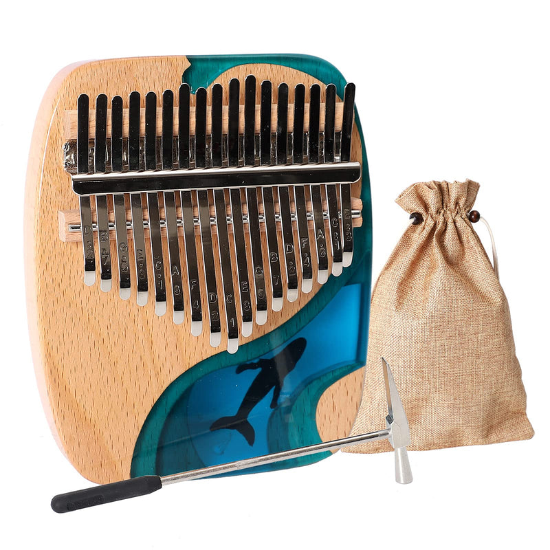 Kalimba Thumb Piano 17 Keys, Portable Mbira Finger Piano Gifts for Adults Music Instrument Thumb Pianos - 17 Keys Blue Kalimba 17 Blue