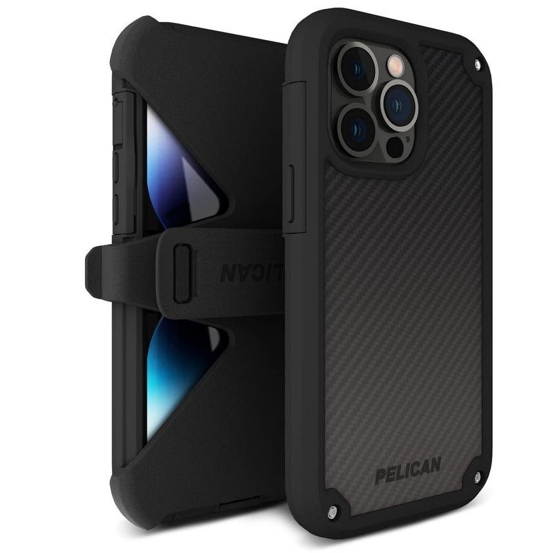 Pelican Shield Series - iPhone 13 Pro Max Case/iPhone 12 Pro Max Case [21ft Military Grade Drop Protection] [Wireless Charging Compatible] Protective Cover with Belt Clip Holster Kickstand - Black Shield Black