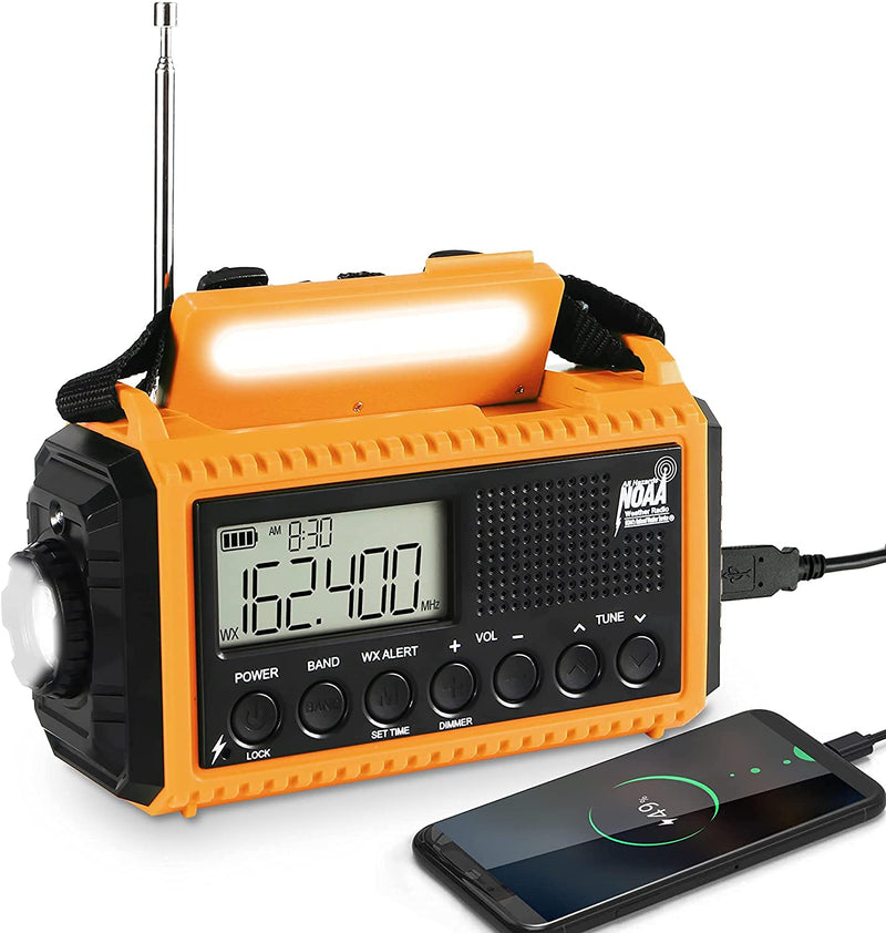 [AUSTRALIA] - Emergency Weather Radio with AM/FM/NOAA/SW,5000mAh Alert SOS Survival Portable Radio,5 Ways Powered Solar Hand Crank Radio with Cellphone Charger, Flashlight, Reading Lamp, Headphone Jack for Outdoor 
