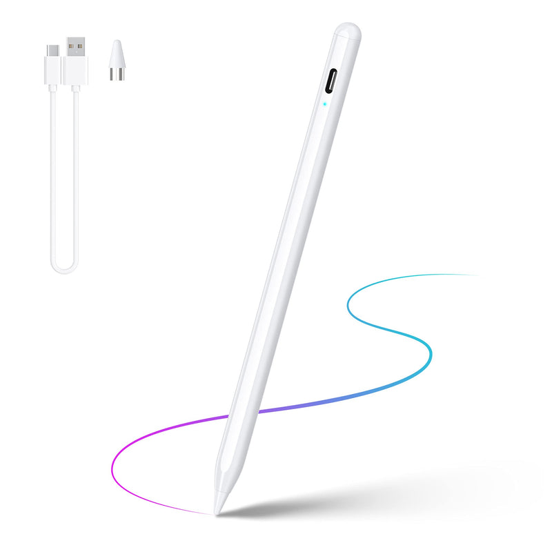 Stylus Pen, Active Stylus Pen Compatible for iOS and Android Touchscreens/Phones, Rechargeable Stylus Pen with Dual Touch Screen , Stylus Pencil for Apple/Android/Samsung Tablet, 16.5CM,White White