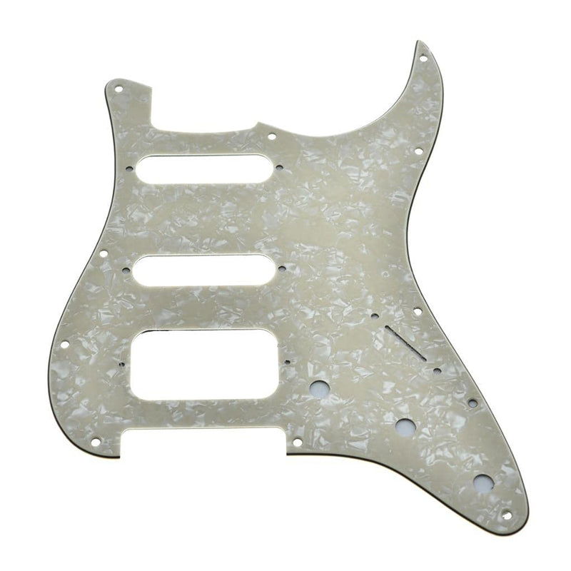 Dopro 11-Hole Strat HSS Guitar Pickguard 2-Screw Humbucking Pickup Mount for American FD Stratocaster Aged Pearl