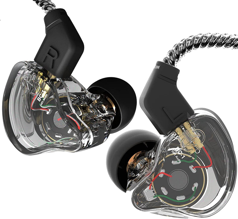 CCZ Melody in Ear Monitor, Dynamic Hybrid Dual Driver in Ear Earphones 1BA+1DD HiFi Wired Headphones Musicians IEM Upgrade Deep Bass Suitable for Bass Vocals Pop Folk ACG (No MIC, Transparent)… No MIC