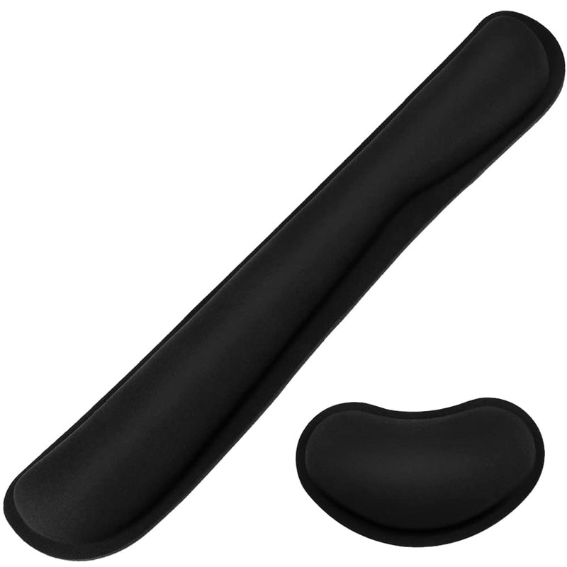Keyboard Wrist Rest, BamLue Memory Foam Pad Set for Easy Typing & Pain Relief for Laptop, Office & Home, Ergonomic Sets for Keyboard, Gel Mouse Wrist Rest, Smooth Fiber Cushion Wrist Support-Black Black