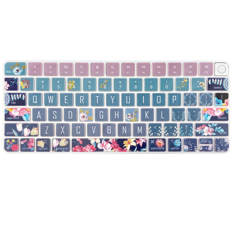 Sanfulin Keyboard Cover Skin for 2021 Apple iMac Magic Keyboard (Model: A2449) with Touch ID, Cute Printing Waterproof Silicone Keyboard Protector, Red Flower