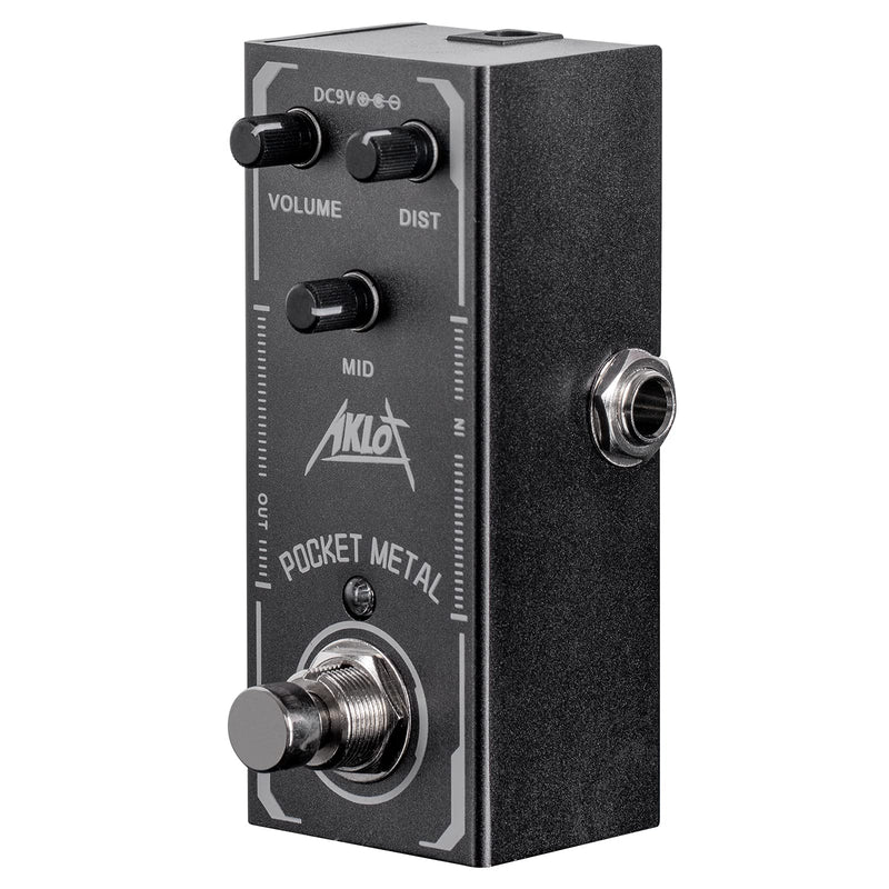 Pocket Metal Guitar Pedal, AKLOT Electric Effects Pedals Distortion Sounds Mini Single Type DC 9V True Bypass Pocket Metal