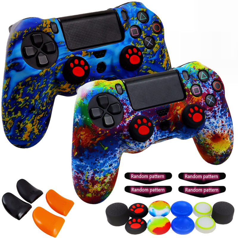 Silicone Skin for Ps4 Controller, 2pcs Anti-Slip Shell Cover Case with 10 Joystick Grips, 2 Pairs L2 R2, 4pcs Led Light Bar Skin for Playsation 4/ Slim/Pro Dualshock 4 Controller Wireless Gamepad PS4 controller #4