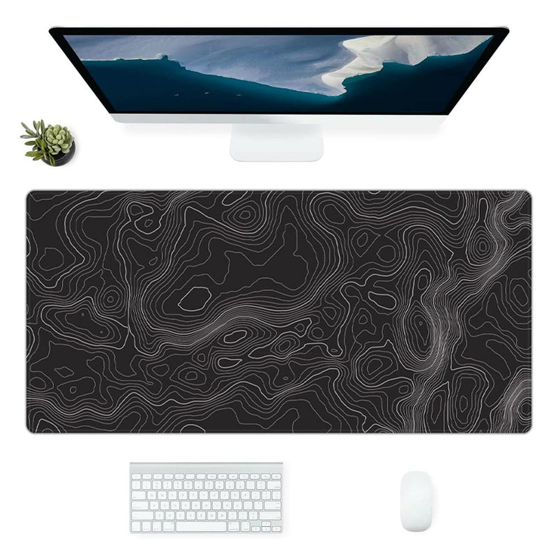 Topographic Mouse Pad, Large Gaming Mouse Pad, Topographic Desk Mat, Non-Slip Computer Keyboard Mouse Pad Map Lines Contour for Home Office Gaming Work, 35.4 X15.7 in 35.4 X 15.7 In Topographic Map