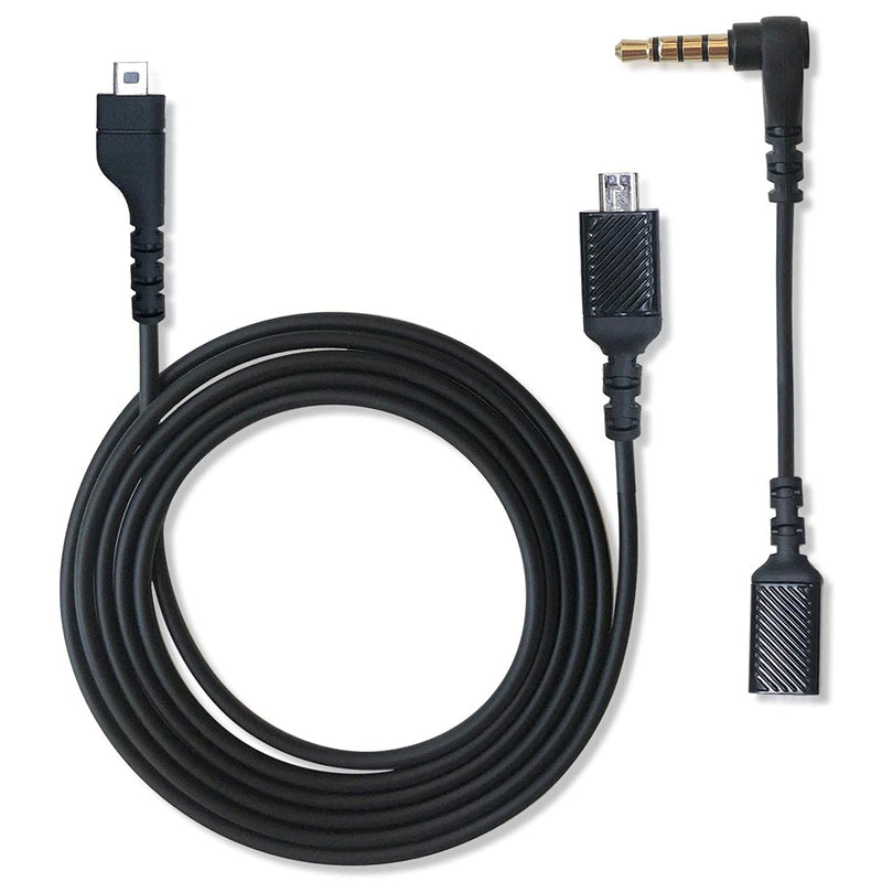 Replacement Cable Cord Compatible with SteelSeries Arctis 3, Arctis Pro Wireless, Arctis 5, Arctis 7, Arctis Pro Gaming Headset, QJYTH Audio Cable 3.5mm Fit for GameDac(2 in 1, Black)