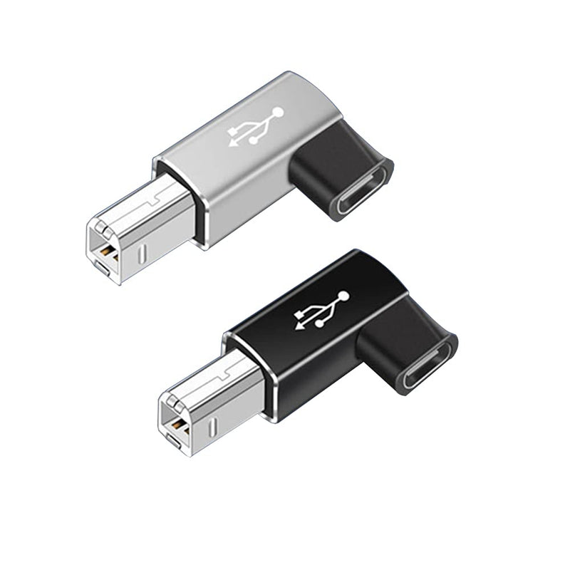 USB C Female to Midi 90 Degree Adapter, 2Pack Right and Left Female USB C to Male USB B Printer Adapter, Compatible with Printers, MIDI, Eectric Pianos, Synthesizers, USB Microphones
