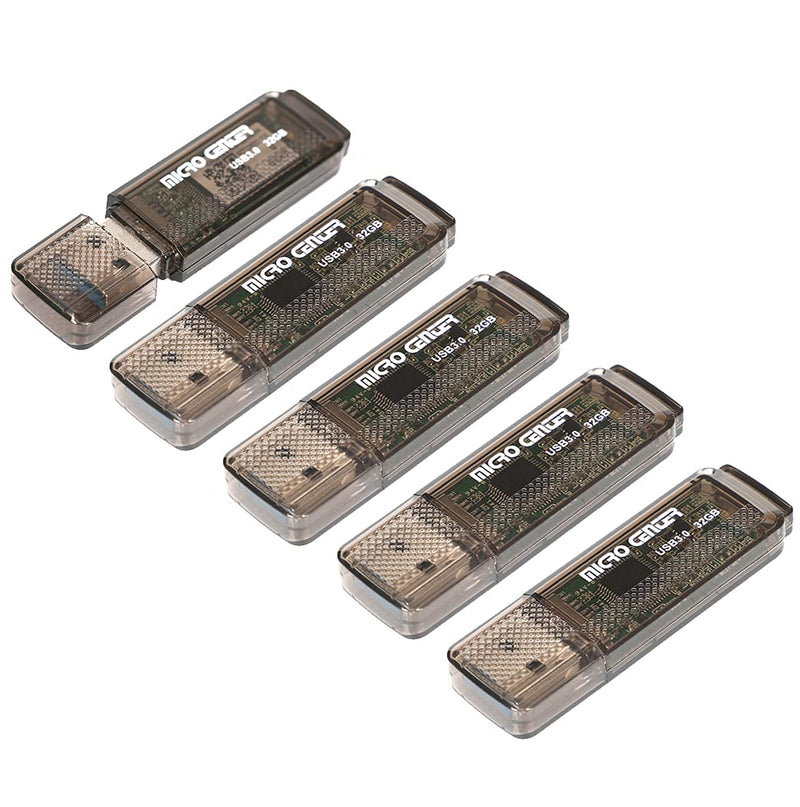Micro Center SuperSpeed 5 Pack 32GB USB 3.0 Flash Drive Gum Size Memory Stick Thumb Drive Data Storage Jump Drive (32G 5-Pack)