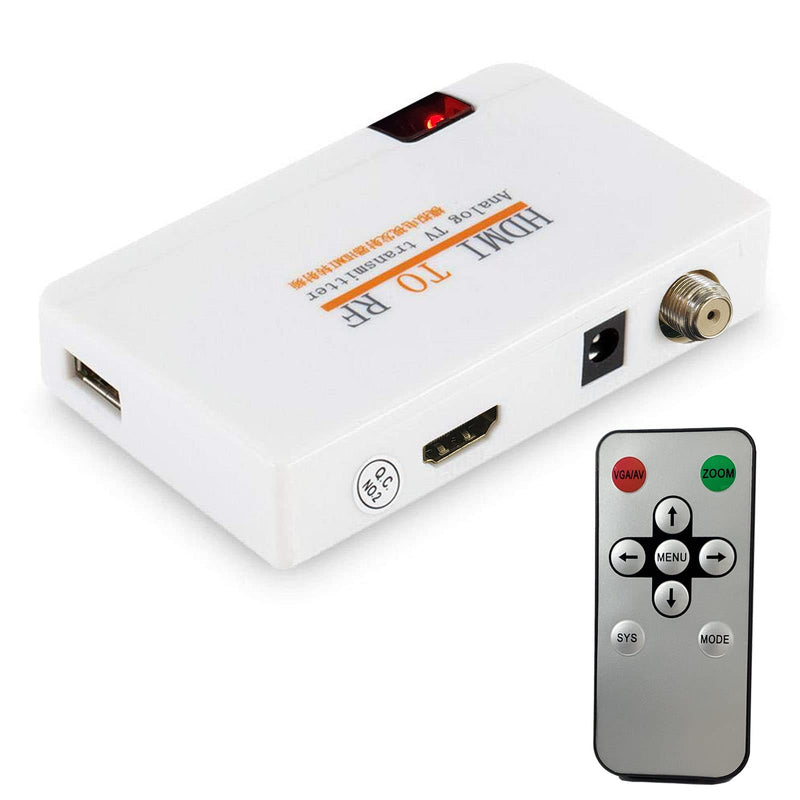 RF Modulator HDMI Coax Adapter VHF HD Digital Video Input Converter for DVR Chromecast Roku Blu-ray Player Fire Stick PS4 Xbox Gaming Laptop to F Type Female Antenna ANT Output Analog Coaxial NTSC TV