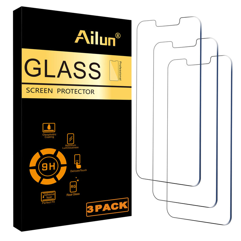 Ailun Glass Screen Protector for iPhone 14 / iPhone 13 / iPhone 13 Pro [6.1 Inch] Display 3 Pack Tempered Glass, Case Friendly iPhone 14/13/13 Pro-6.1 Inch