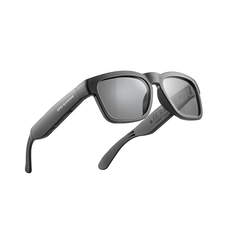 OhO sunshine Bluetooth Audio Sunglasses, Lightweight Open Ear Sport Glasses, 10H Playtime,Water Resistant with Voice Control Grey
