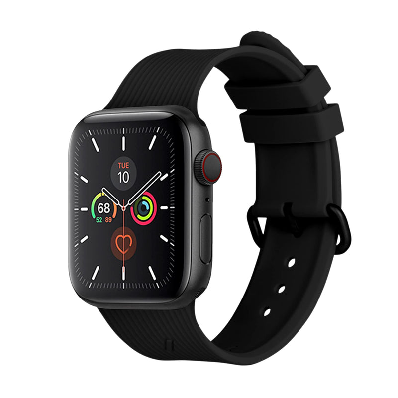 Native Union Curve Strap for Apple Watch – Water-Resistant Sleek Textured Silicone Strap – Embedded Stainless Steel Hardware – All-Day Versatility for all iwatch series Black L (44/45/46/49mm)