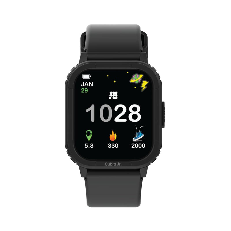 Cubitt Jr. Smartwatch Fitness Tracker, 1.75" AMOLED – Obsidian Black | For Kids and Teens with Games, Step Counter, Sleep Monitor, Heart Rate Monitor, Calculator, Activity Tracking, Waterproof