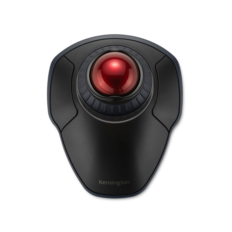 Kensington Orbit Wireless Trackball with Scroll Ring - Black-Red (K70990WW), | Scroll ring for one-handed navigation, wireless connection, ergonomic desktop control