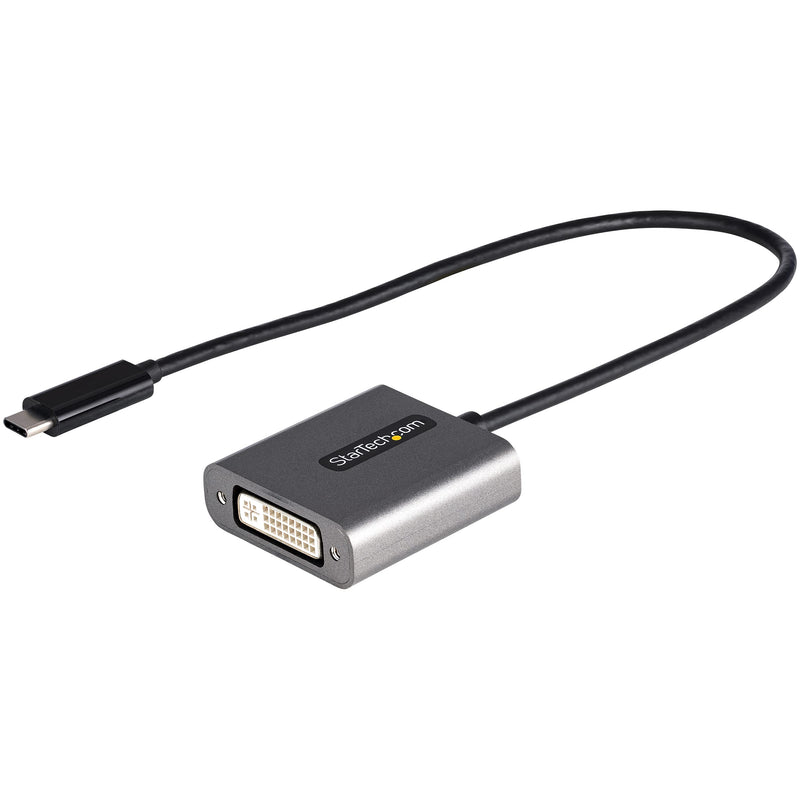 StarTech.com USB C to DVI Adapter - 1920x1200 USB Type C to DVI-D Display/Monitor Video Converter, USB-C Dongle, Thunderbolt 3 Compatible, 12" Attached Cable - Upgraded Version of CDP2DVI (CDP2DVIEC) Silver 1080p