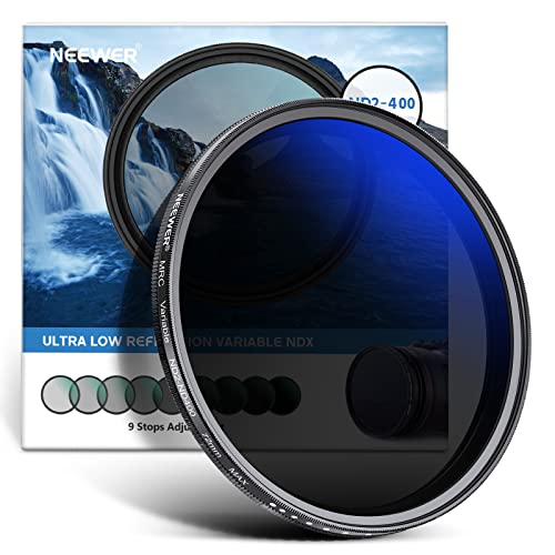 NEEWER 72mm Variable ND Filter ND2-ND400 (1-9 Stops), Neutral Density Filter, Multiple Coatings, Water and Scratch Resistant