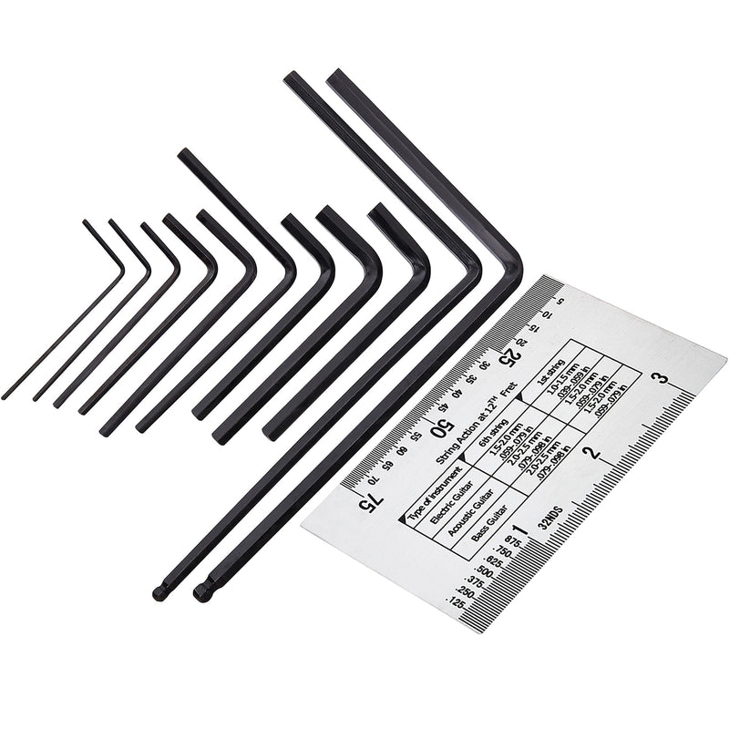 [AUSTRALIA] - MIECOO 12PCS Guitar Luthier Repair Tool Kit, Includes 11PCS Guitar Bass Neck Bridge Nut Screw Adjustment Truss Rod Allen Wrenches and Guitar String Action Ruler Gauge for Guitar & Bass 12-Pieces 