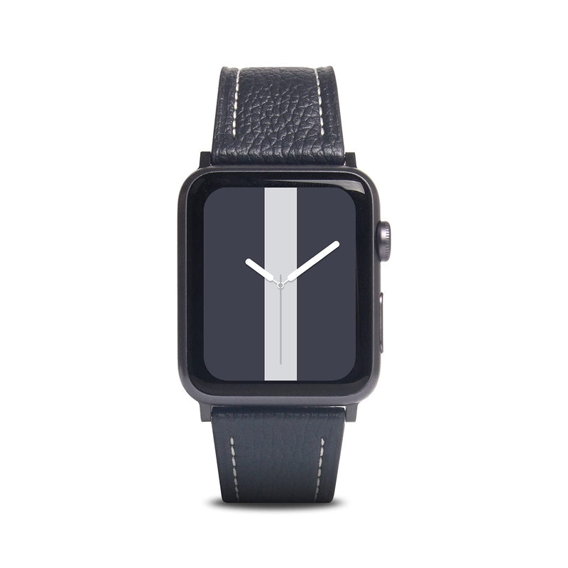 SLG Compatible with Apple Watch Leather Band 42444549mm, D8 Full Grain Leather Replacement Strap Feature Black Adapters with Gift Box, Handmade and Designed for iWatch SE & Series ULTRA Black Blue