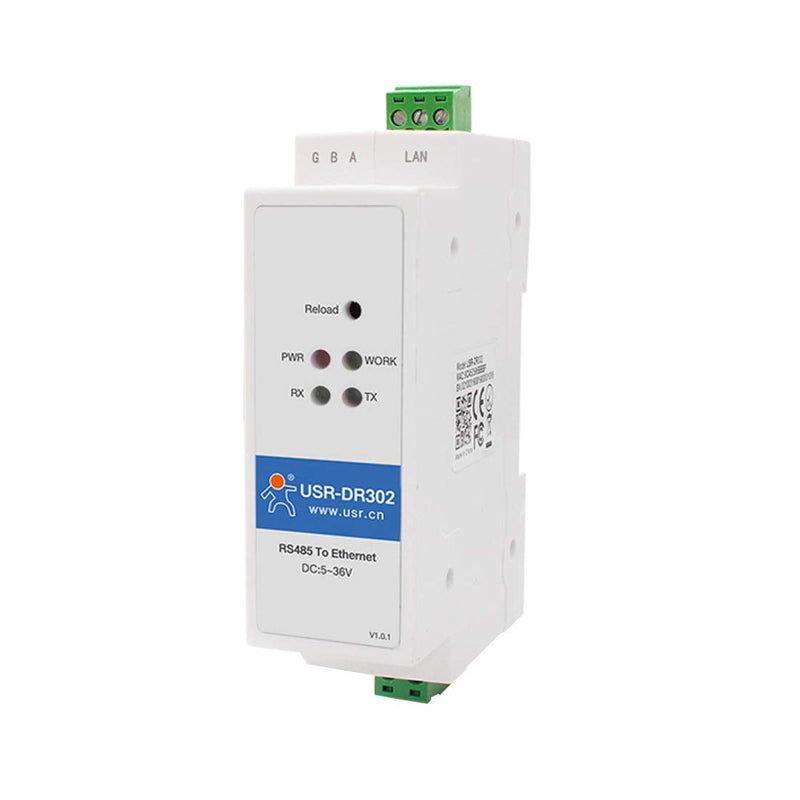PUSR USR-DR302 Din-Rail RS485 to Ethernet Converter Bidirectional Transparent Transmission Between RS485 and RJ45