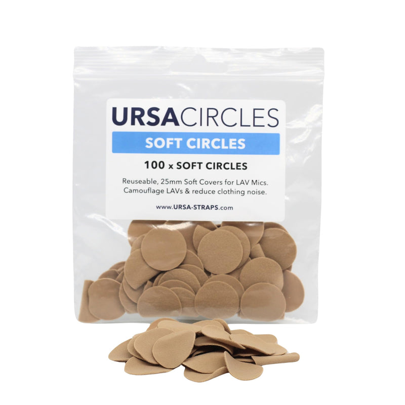 URSA Soft Circles: Reusable Soft Covers That Provide a Shield Against the Wind and Camouflage for Lavalier Mics. (100x Soft Circles, Beige) Single Colour Pack of 100