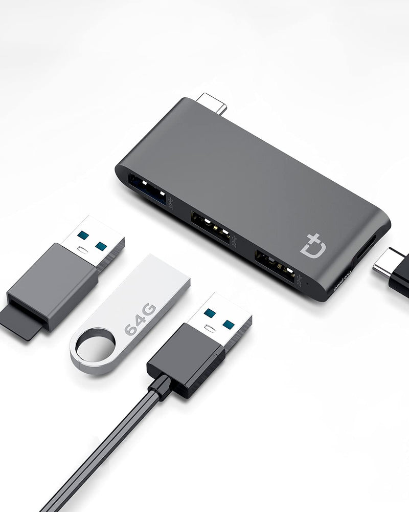 DockCase 4-in-1 USB-C Hub with Type C, USB 3.0, USB 2.0 Compatible 2021-2016 MacBook Pro 13/15/16, New Mac Air/Surface, ChromeBook, Dell XPS, Surface Book and More USB C Devices
