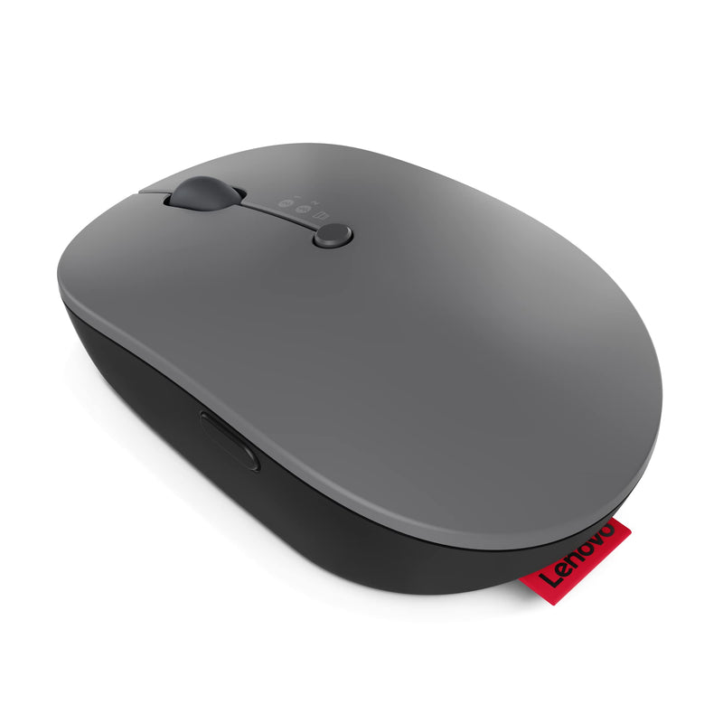 Lenovo Go Multi-Device Wireless Mouse, 2.4GHz Nano USB-C Receiver, Bluetooth, Adjustable DPI, USB-C Rechargeable Battery, Qi Wireless Charging, Ambidextrous, GY51C21211, Grey