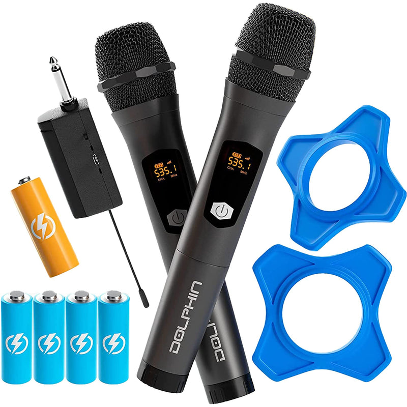 [AUSTRALIA] - Dolphin PartyMic 20: Professional Wireless Microphone System – Dual Handheld Dynamic Mics with Rechargeable Receiver (Set of 2) 