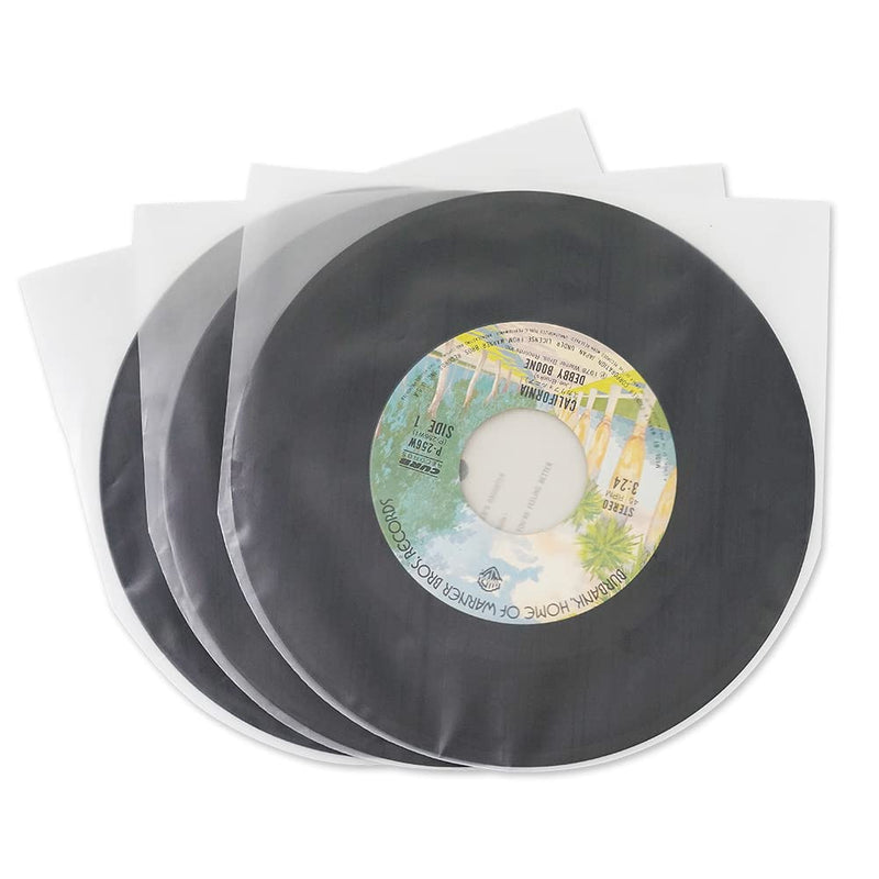 [AUSTRALIA] - 7 Inches EP Vinyl Record Inner Sleeves, 50PCS Anti Static Plastic Round Bottom Protective Sleeves for Vinyl Record, Translucent 7 inch 
