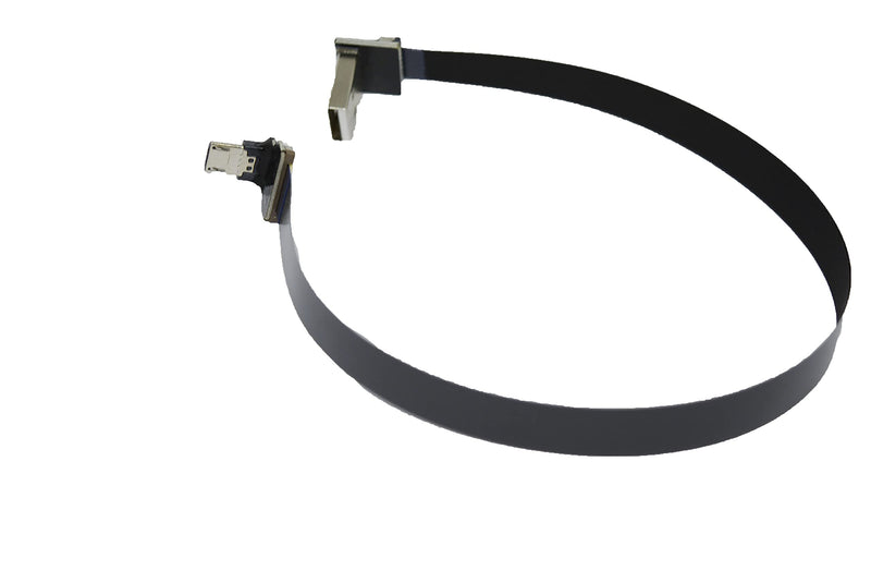 LY tech Short Flat Slim Thin Ribbon FPC Micro USB Male 90 Degree Angled up to Standard USB A Male 90 Degree Angled for sync and Charging Black (30CM Micro USB 2 to Standard USB A Down) 30CM MICRO USB 2 to Standard USB A DOWN