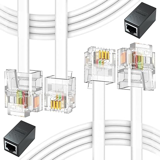 Phone Jack to Ethernet Cable Adapter, RJ45 8P8C Female to RJ11 6P4C Male for Landline Telephone Service (2 Pack)