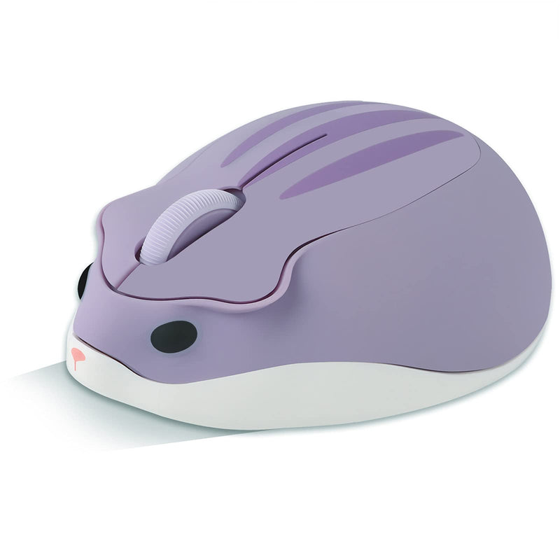 Wireless Mouse Cute Cartoon Animal Hamster Shape Silent Portable Mobile Optical 1200DPI USB Cordless Mice for PC Mac Laptop Computer Notebook with Receiver, 3 Buttons, Purple, 3 x 2 x 1 inch