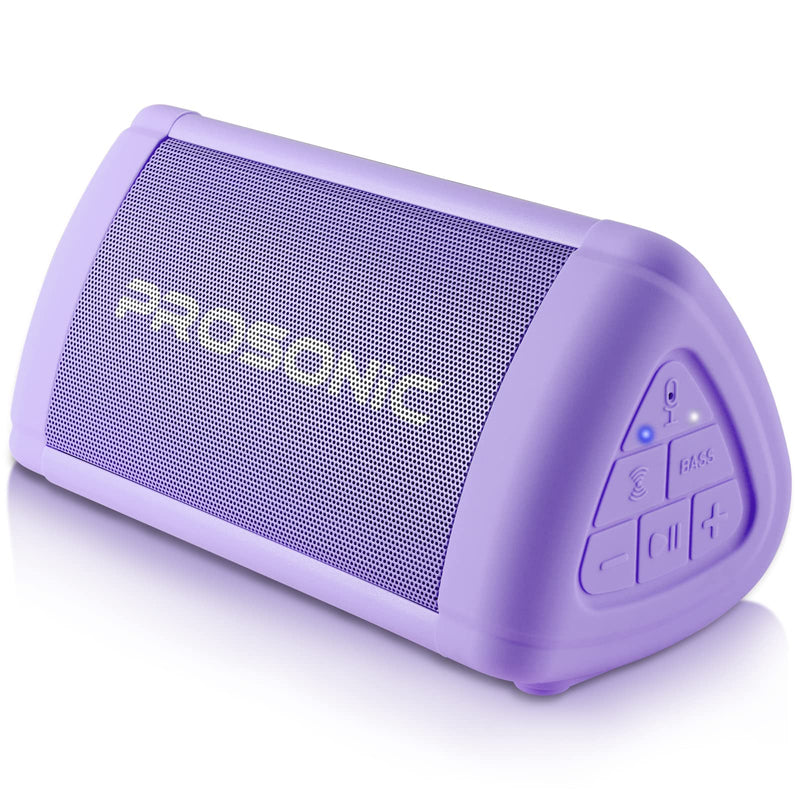 Prosonic BT3 Portable Wireless Bluetooth Speaker with 10W Stereo Sound & Bass Boost -Rich Sound & Intense Bass -Bluetooth 5.0 -Microphone -IPX5 - in & Outdoor Speaker (Purple) Purple