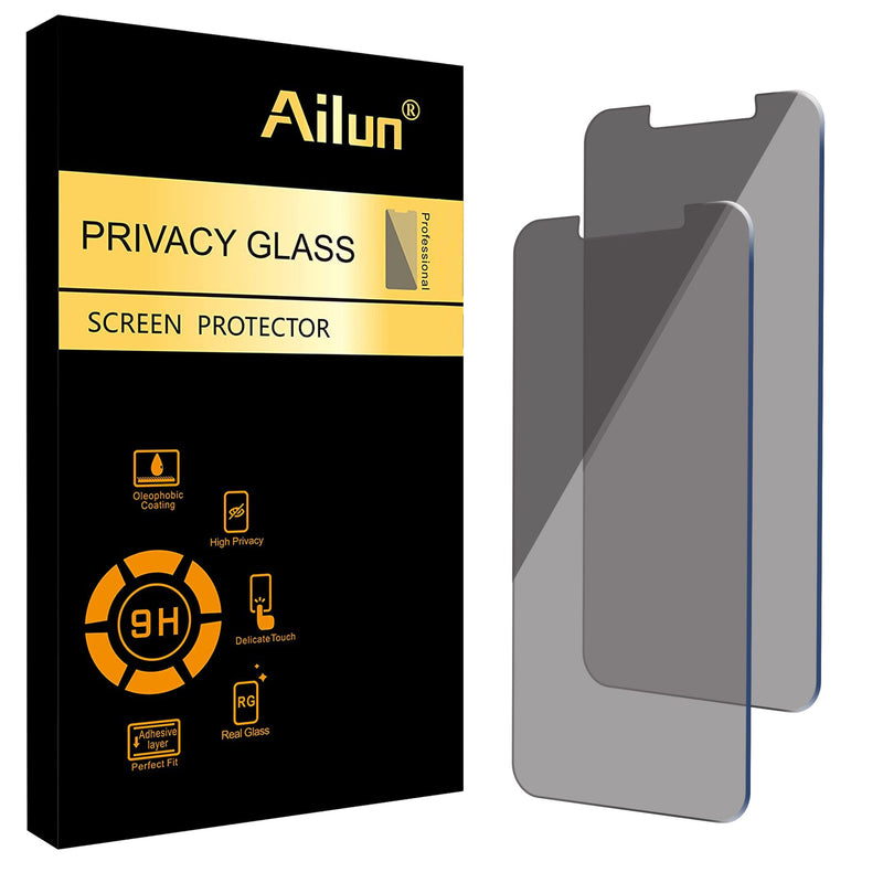 Ailun Privacy Screen Protector for iPhone 14 / iPhone 13 / iPhone 13 Pro [6.1 Inch] 2 Pack Anti Spy Private Tempered Glass Anti-Scratch Case Friendly [Black] [Not for iPhone 13 Pro Max] [2 Pack] iPhone 14/13/13 Pro-6.1 Inch