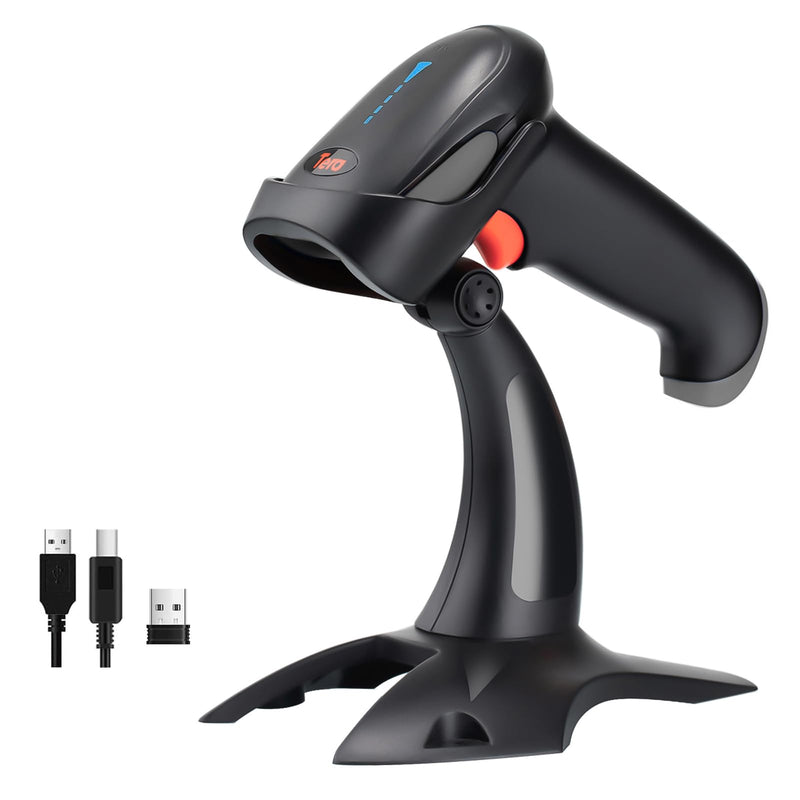 [AUSTRALIA] - Tera Barcode Scanner Wireless 1D 2D QR with Stand: Battery Level Indicator 3 in 1 Works with Bluetooth 2.4G Wireless USB Wired Handheld Bar Code Reader with Vibration Alert HW0002 Grey 