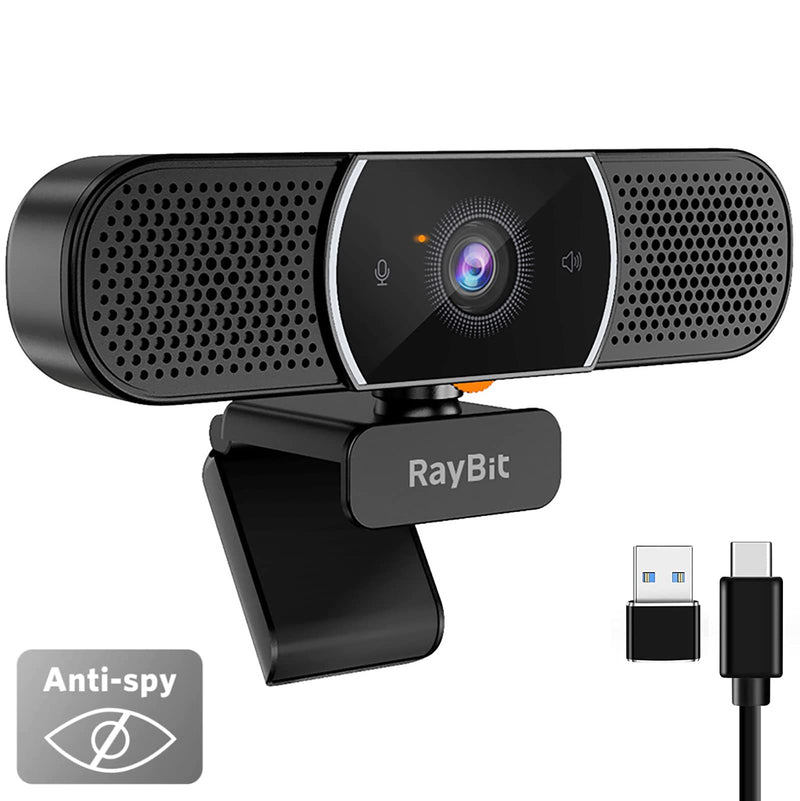 3 in 1 Webcam - 2K HD USB C Webcam with Microphone and Speaker, Stereo Sound & Noise-Cancelling Mics, Privacy Cover, Light Correction, Autofocus Conference Web Camera for Computer/Laptop/PC/Monitor SeeUpMini