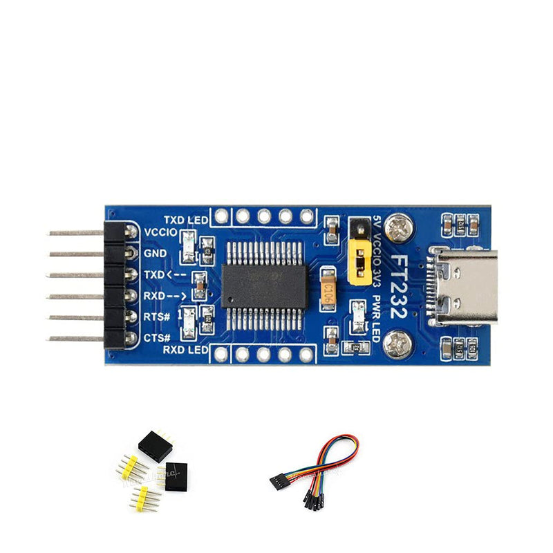 FT232 USB to UART (TTL) Communication Module, USB-C Connector, Compatible 3.3V/5V Logic Level, Supports Mac OS, Linux, Android, Wince, Windows 7/8/8.1/10/11... FT232 USB UART Board (Type C)